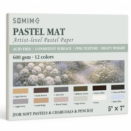 Somime 5x7 Sanded Pastel Paper Pad, 600gsm 12 Sheets of 12 Mixed Colors