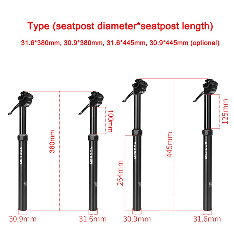Telescopic Bicycle Seatpost 30.9/31.6mm Adjustable Height Bike SeatTube Aluminum Alloy