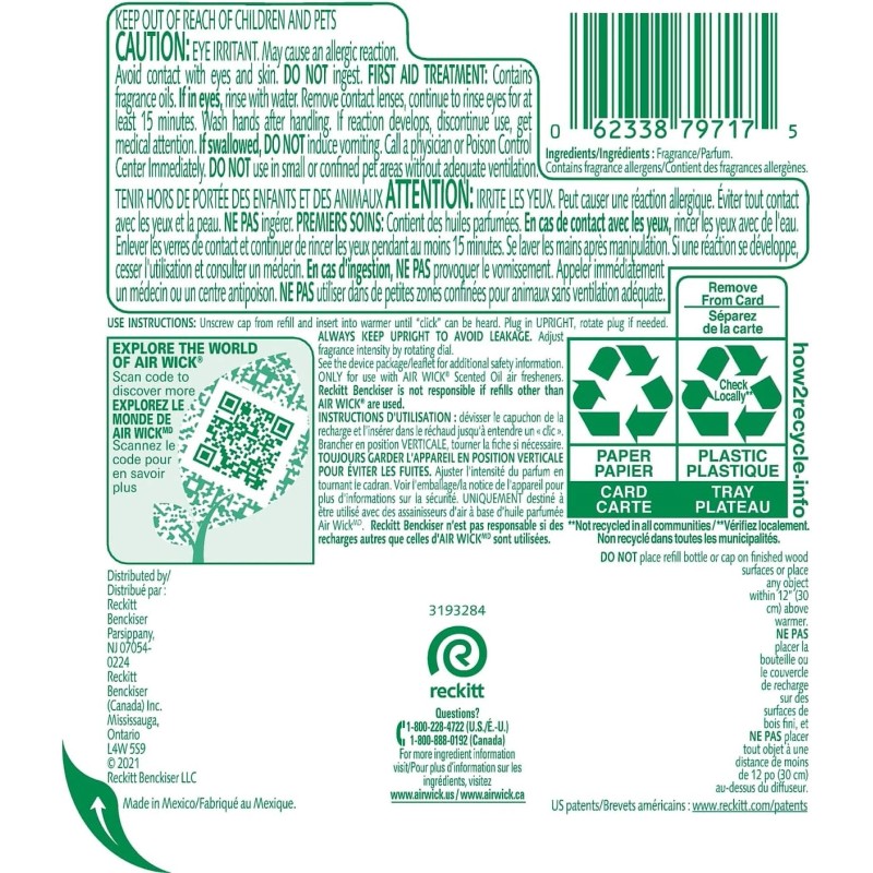 Air Wick, Plug in Scented Oil 2 Refills, Fresh Waters,