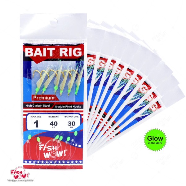 Fish WOW! 10pks Size 1 Fish WOW!® Premium Glow Sabiki