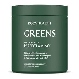 BodyHealth Greens Enhanced with PerfectAmino - Daily Superfood Green Apple Smoothie Powder with Vegetables, Fruit, Antioxidants, Prebiotics, Probiotics, Fiber, and Protein - 40 Servings