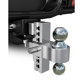 Adjustable Trailer Hitch Ball Mount, Fits 2 inch Receiver, 6 inch Drop/Rise Drop Hitch, 12500LBS GTW, 2” & 2-5/16” Dual Ball, Tow Hitch with Anti-Theft Hitch Locks, Hitch Tightener