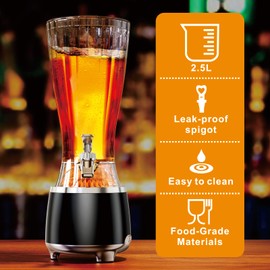 ZFMF 2 in 1 Beverage dispenser With Stand Used As Portable Bluetooth Speakers, 2.5L Drink Dispenser for Party, Bar, Clear Acrylic Drink Dispenser, Leak-proof spigot, Ideal for Lemonade,Juice, Tea