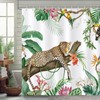 Bonhause Tropical Leopard Shower Curtain, Jungle Cheetah Parrot Palm Leaves
