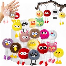 Jizvxe 16 Pcs Cute Plush Keychains Kawaii Keychain Bulk for Classroom Prizes Treasure Box Toys Goodie Bag Pinata Stuffers Birthday Party Favors