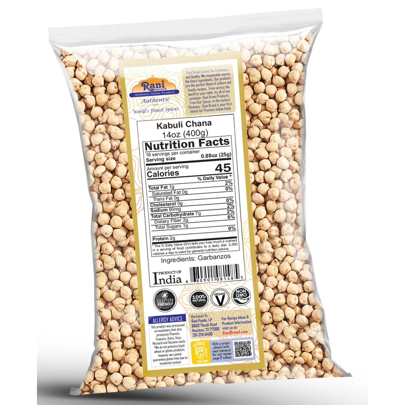 Rani Garbanzo Beans (Kabuli Chana) 14oz (400g) ~ All Natural