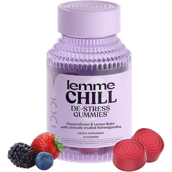 Lemme Chill Stress Relief Gummies with 300mg KSM-66 Ashwagandha, Lemon