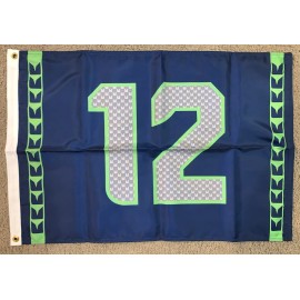 Made in the USA 2x3 Seattle Seahawks 12th Man Outdoor Nylon Flag Blue Background