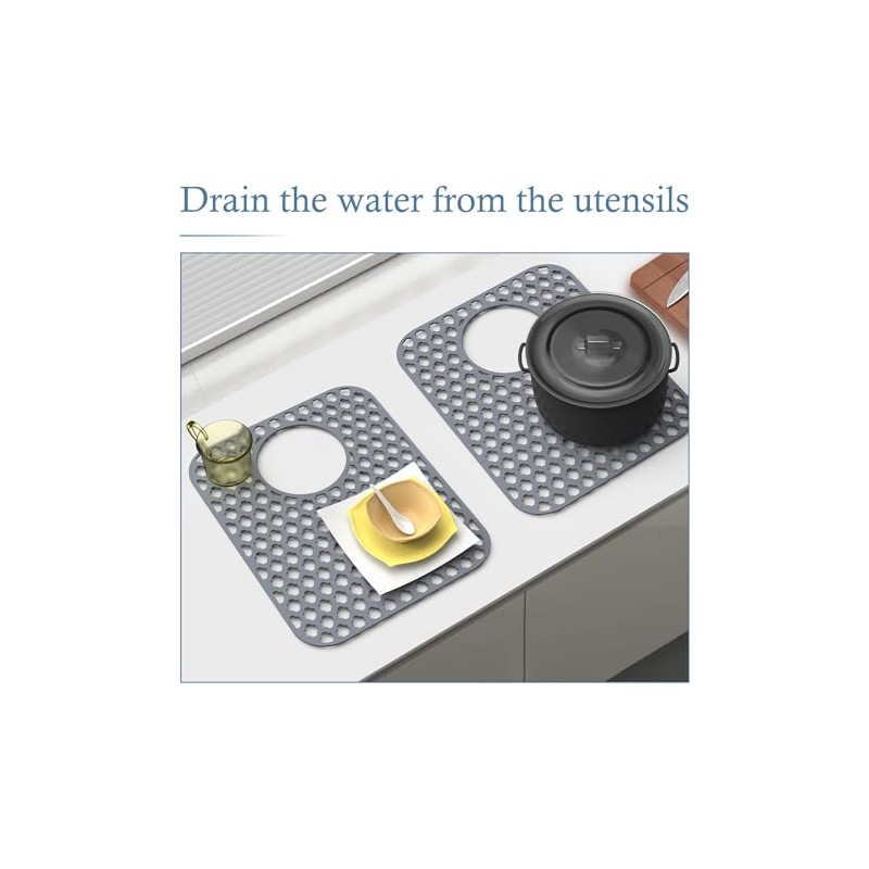 2 Pack Silicone Sink Protector for Kitchen Sink Bathroom, 13.58"