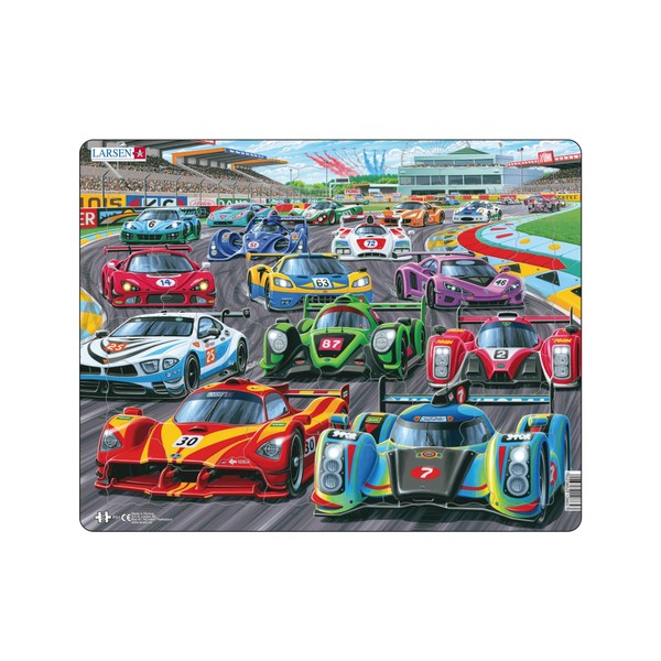 Larsen PG1 Racing Cars on the Track, 38 Piece Frame Jigsaw Puzzle