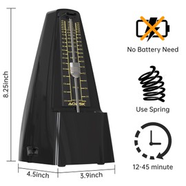 AODSK Mechanical Metronome Black Universal Metronome for Piano Guitar Violin Drums and Other Instruments Standard Loud Sound-Black