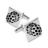 Vittorio Vico Colored Crystal Studded Flower Cuff Links (Black/Silver, CL-1201)