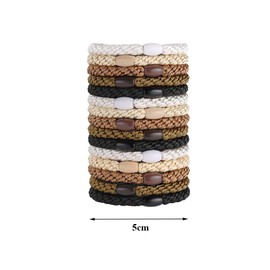 15Pcs Elastic Hair Ties Braided Hair Bands Elastic Ponytail Holders Hair Ropes Hair Accessories for Women Girls Thick Heavy Curly Hair (Mixed Colors)