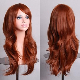 Peluca Larga Rizada Café para Mujer, Peluca Ondulada de Cabello Sintético Resistente al Calor para Uso Diario, Cosplay y Fiestas de Halloween