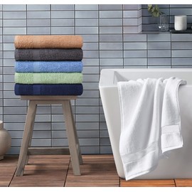 Towel and Linen Mart 100% Cotton 6 Pack Bath Towel Set, Quick Dry, Super Absorbent, Light Weight, Soft, (27 x 54 Pack of 6) Beige, White, Grey, Sky Blue, SAGE Green, Navy