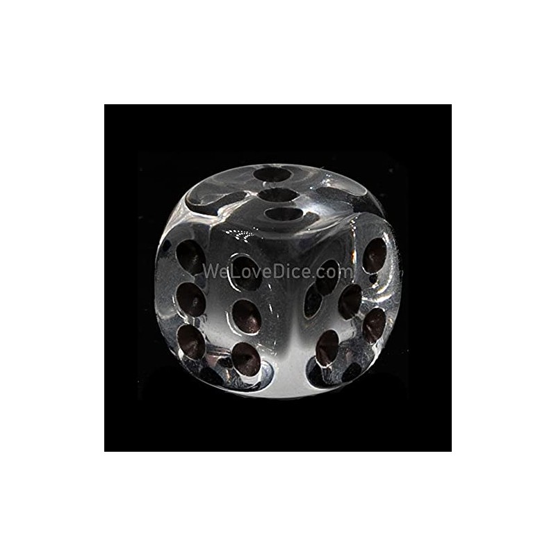 WeLoveBeads XL Dice (20 mm) in Transparent / Black Dots