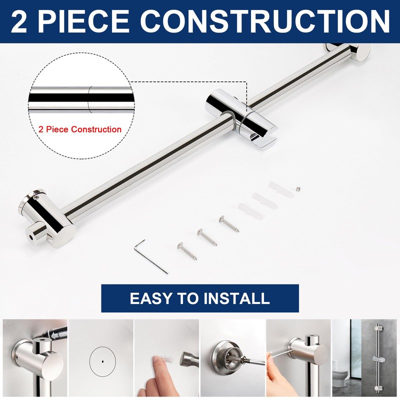NearMoon Shower Slide Bar with Height/Angle Adjustable Handheld Shower Holder,