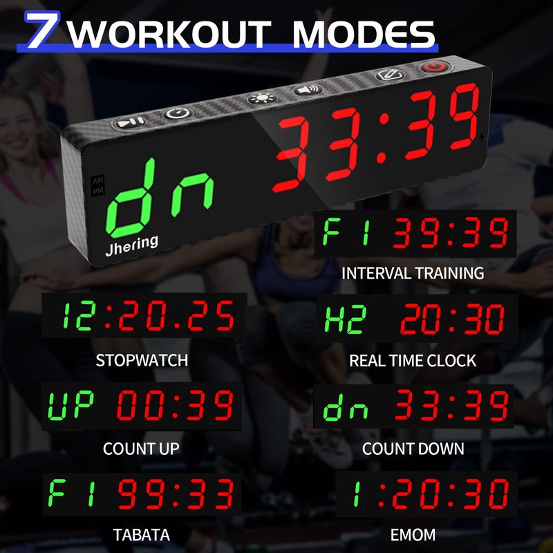 Jhering Gym Timer, Portable, Interval Timer with Rechargeable Battery and