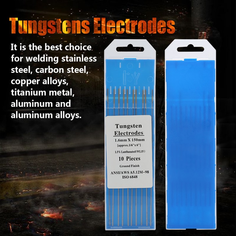 10pcs WL15 Lanthanum Tungsten TIG Electrodes for Steel Metal Alloy