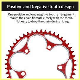 QUARKZMAN Schmal-Breit Kettenblatt Für Speed Road Bike Für 110 BCD Fahrrad Kettenblatt 199.55mm/7.86" Rot CNC Aluminiumlegierung 1 Stück