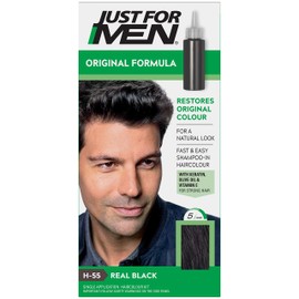 Just For Men Original Formula Real Black Hair Dye, Targets Only The Grey Hairs, Restoring The Original Colour For a Natural Look – H-55 Real Black