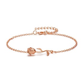 Rose Flower Anklets Bracelets For Women Beach Anklets Foot Chain for Holiday Jewelry (B:Simple rose gold)
