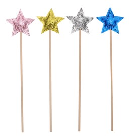 Kisangel 4pcs Star Design Fairy Wands Decorative Handheld Props for Birthday Parties Holiday Celebrations and Cosplay Lightweight and with Craftsmanship