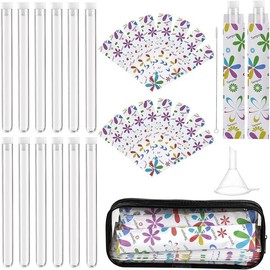 39 Pcs Tampon Tube Flasks Set for Women Includes 12 Reusable Plastic Flasks for Girls, 24 Self Adhesive Wrappers, 1 Funnel,1 Clear Box, Flasks for Cruise Event, Concert, Outdoor Sports - Color: White