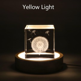 LIBFITH Wooden LED Lights Display Base for Laser Crystal Glass Resin Art (Warm Light)