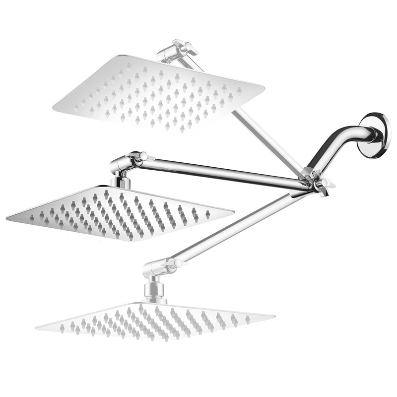 HotelSpa Large 8 inch Stainless Steel Slimline Square Rainfall Showerhead