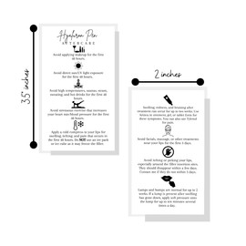 Hyaluron Pen Aftercare Card | 50 Pack | 2x3.5” inches Business Card Size | Needleless Filler | Needle Free Facial Filler | Facial Filler Supplies | White Card Design