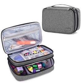 Luxja Sewing Accessory Bag, Sewing Accessory Storage, Sewing Accessory Box for Needles, Scissors, Tape Measure, Thread and Other Sewing Accessories for Home and Travel (No Accessories Included), Grey