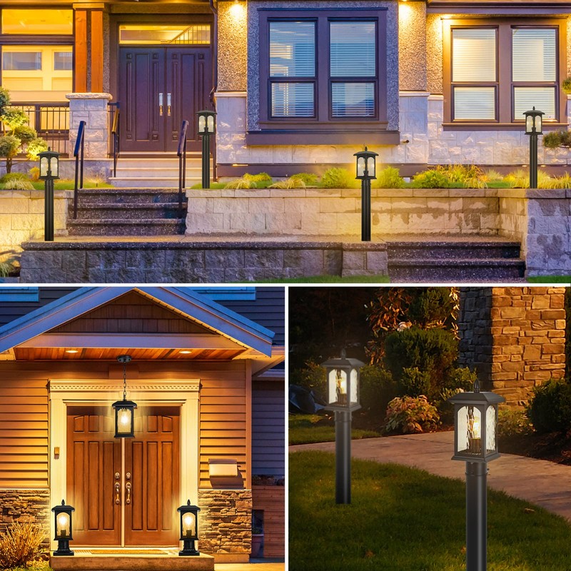 2 Packs Dusk to Dawn Outdoor Post Light with Pier