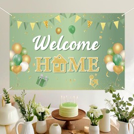 Kreatwow Welcome Home Decorations Welcome Home Backdrop Banner Sage Green 4.92 x 3.28ft We Missed You So Much Decor Homecoming Family Returning House Warming Military Retirement Welcoming Back Baby