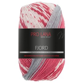 Frida's Wollhaus Pro Lana 100 g Fjord Norwegian Pattern Gradient Wool Knitting Yarn 14 Colours (83 | Berry-Grey/White)