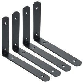 Alise Floating Shelf Brackets,Black Bracket for Shelves Heavy Duty L Wall Bracket Corner Brace,Stainless Steel Joint Angle Bracket for Wooden Board Hanging Support,8x5-3/5 Inch(Upgraded,Pack of 4)