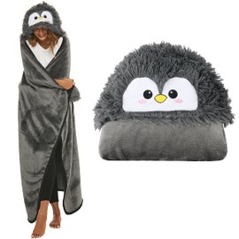 Shoppawhile Penguin Gifts for Women, Portable Blanket, Sofa Blanket, Penguin Gift, Cuddly Blanket, Fluffy 150 x 130 cm