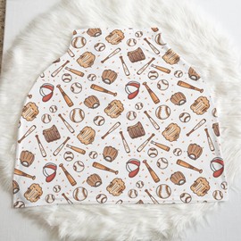 5-in-1 Unisex Baseball Sports Pattern Baby Carseat Stroller Cover for Boys Girls, Infant Toddler Privacy Nursing Breastfeeding Canopy, Grocery Shopping Cart Cover-24x28