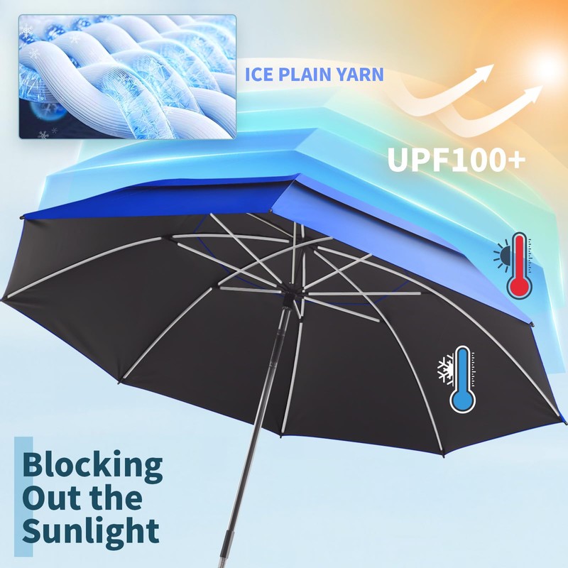 2 Pack 48.6" Double Canopy Beach Umbrella with Clamp, UPF50+