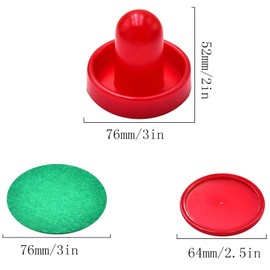 2 Red Air Hockey Pushers and 2 Red Pucks, Mini Air Hockey Pushers and Air Hockey Pucks Great Goal Handles Pushers Goal Handles Paddles Replacement Accessories (76mm)