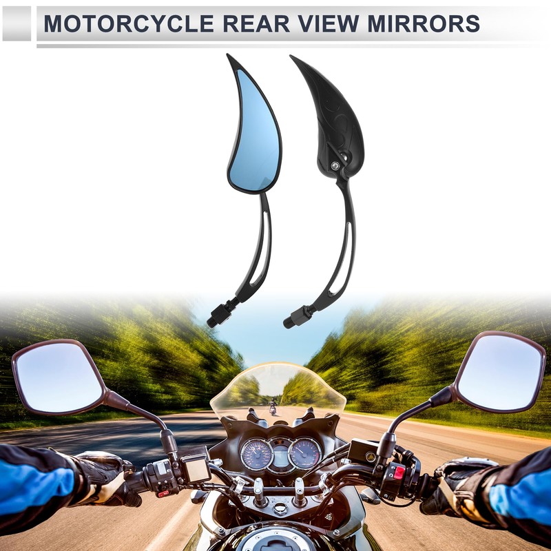 X AUTOHAUX 1set Universal Motorcycle Rear View Mirrors Adjustable Bar
