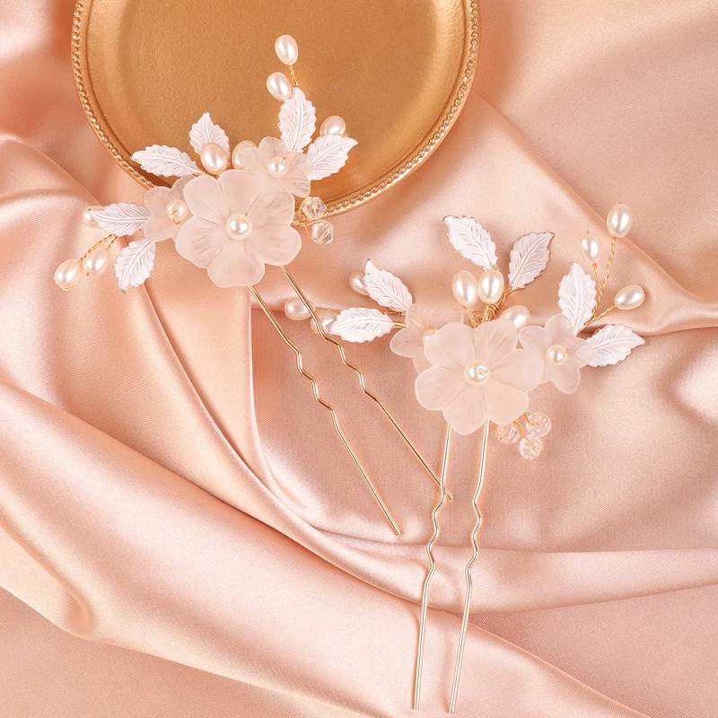 Deniferymakeup Flower Bridal Hair Pins Pearl Bride Wedding Hair Accessories