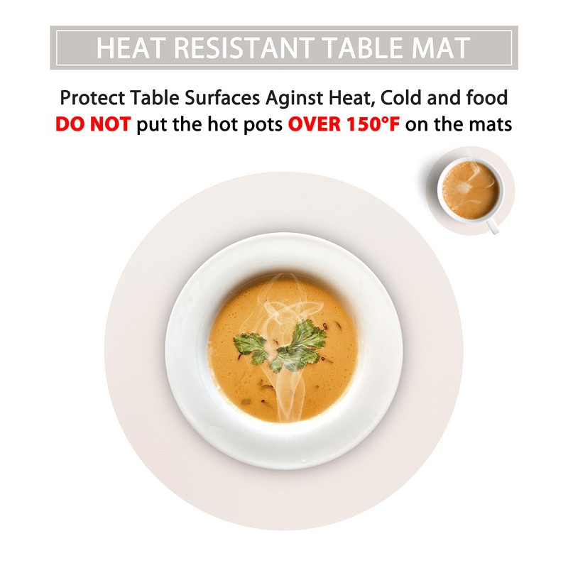 Wipeable Placemats and Coasters Leather Table Mats Waterproof Heat-Resistant Easy