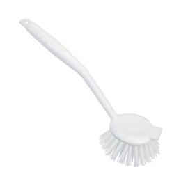 LOLA Dish Brush w/Scraper, Durable Fiber Non-Scratch Bristles, Ergonomic Non-Slip Grip Handle, for Baked-on & Caked-on Messes, 1 Pack