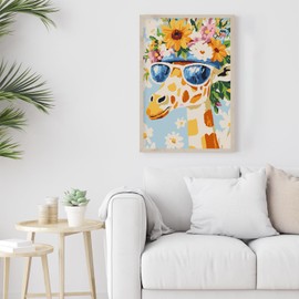 Framed Paint by Numbers Kit for Adults Beginner & Kids Ages 8-12, Animals Giraffe Adult Paint by Number Kits on Canvas, DIY Acrylic Watercolor Oil Paint by Number for Teens for Home Decor 8x12 Inch