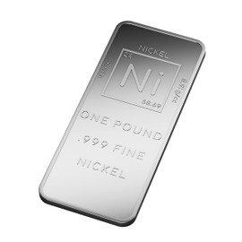 1 Pound .999 Pure Nickel Bar Bullion with Element Design - Unique Metals