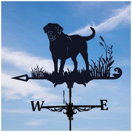 Alnicov Animal Metal Weather Vane,Vintage Black Weather Vane Hollow Wind Direction Indicator for Outdoor Garden Roof Paddock Decoration Weather Vane (Dog)