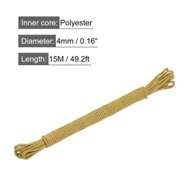 MECCANIXITY Polypropylene Rope Braid Cord 15M/49.2ft 3/16" 4mm Brown for Indoor Outdoor Camping Clothes Line