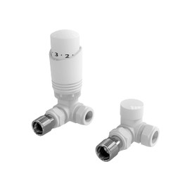 White Thermostatic Radiator Valve Angled Corner or Straight White Radiator TRV Thermostat Valves (Corner)