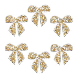 PATIKIL Bow Rhinestone Patches, 6 Pcs Bow Shape Sew/Iron on Applique Patches Rhinestone Applique Glitter Crystal Patches for Shoes Clothes Pants Bags Hats Shirts DIY Crafts, Gold